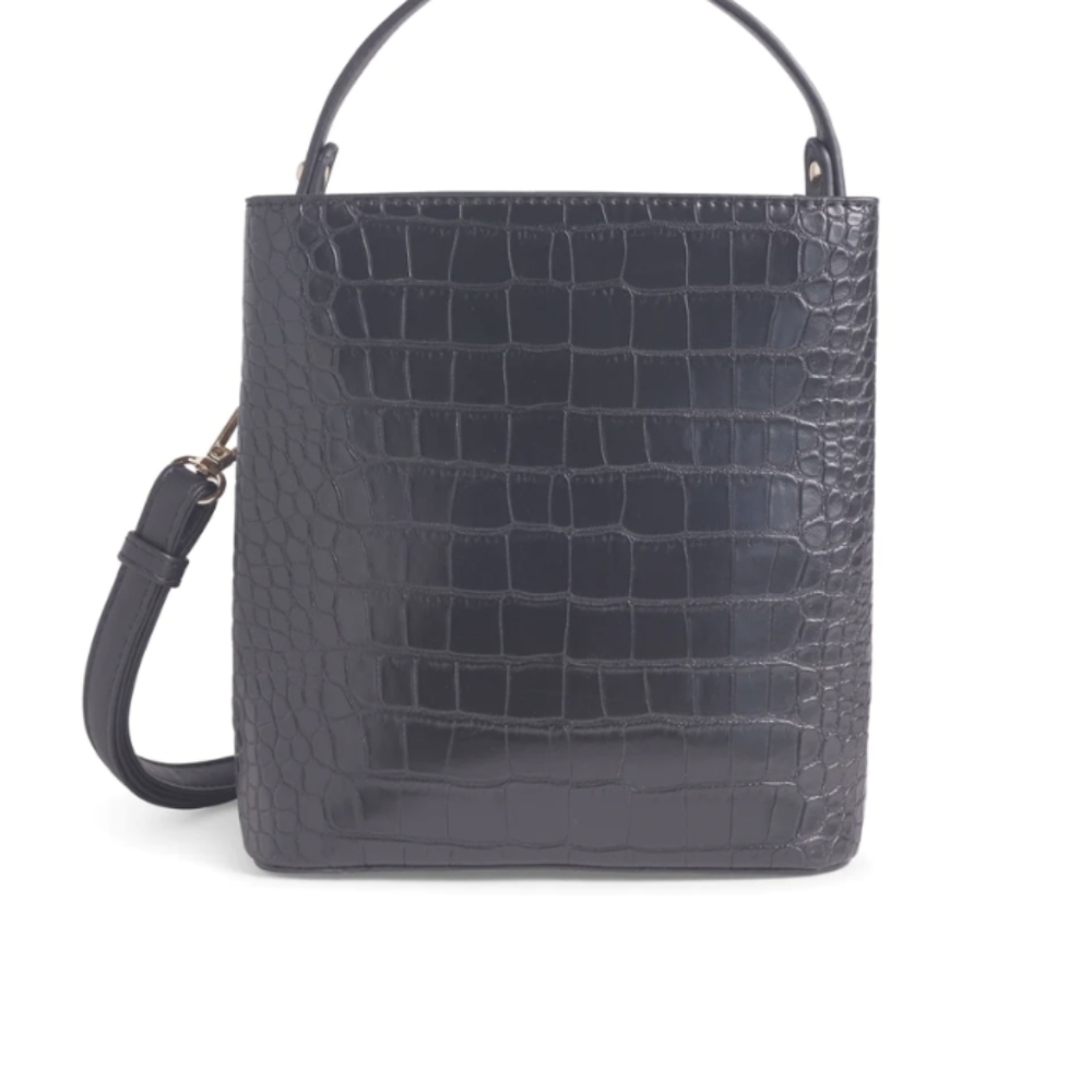 AOTA Elena Bag Black Faux Croc Leather Handbag Purse - Picture 7 of 9